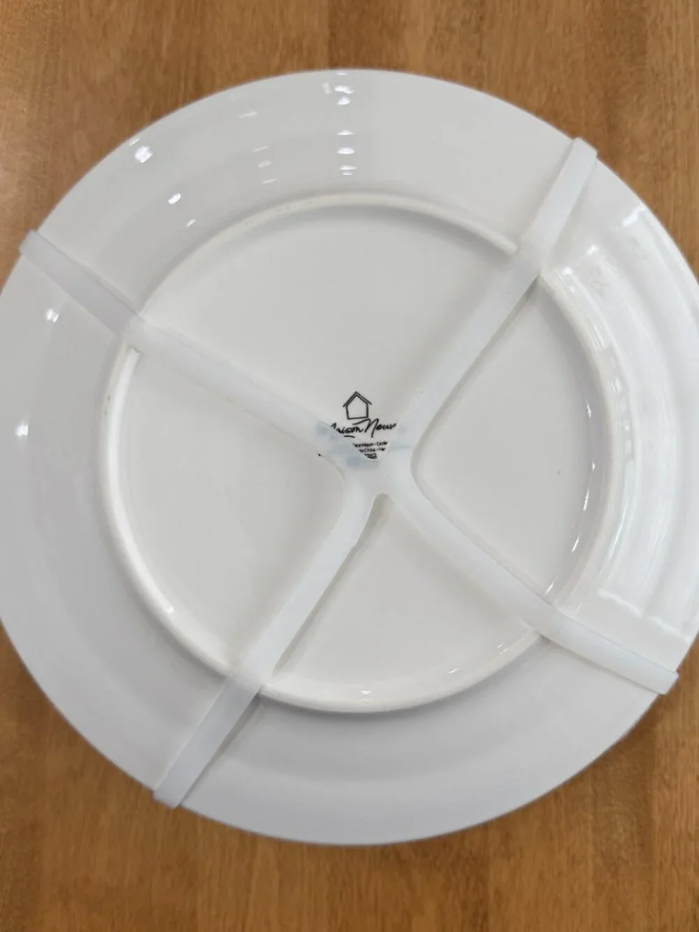Maison Neuve Ceramic Dinner Plate White Bead and Band Rim 10.8